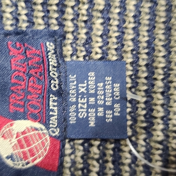 NWT Trading Company Men's Plaid Sweater Navy Tan Vintage? Size XL - Picture 7 of 8